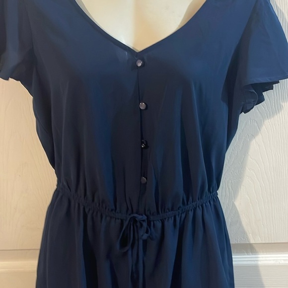 BeBop Navy Button-Up Romper - Picture 4 of 10